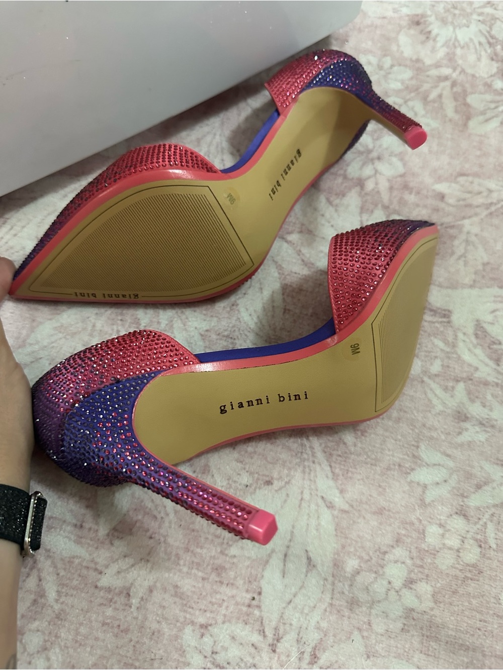 Gianni Bini Pink to Purple Ombre Crystal Pointed-Toe Stiletto Pumps - Picture 5 of 5